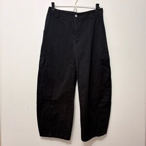 URBAN REVIVO - Black Wide-leg Barrel Pants